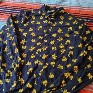 SMALL Pokemon Long Sleeve Button Down Shirt Black